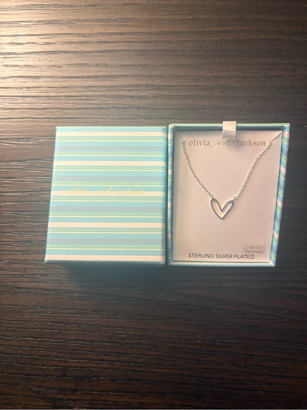 Olivia and Jackson Sterling Silver Plated Heart Necklace - Silver
